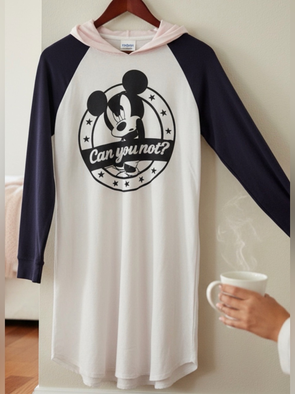 Disney Mickey Mouse “Can You Not?” Colorblock Hooded Long Sleeve Shirt